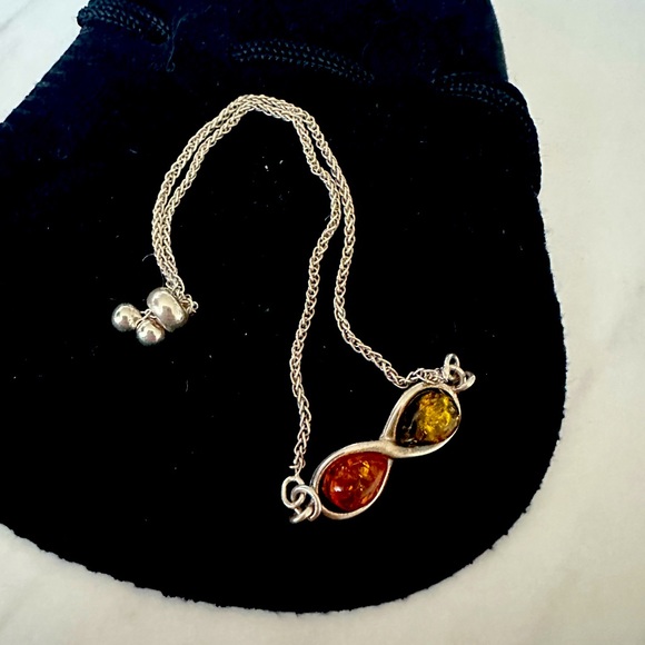Sterling silver adjustable bracelet Amber stone - Picture 1 of 2